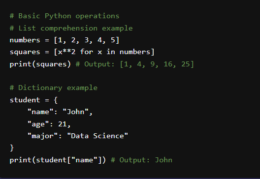 Python code on screen